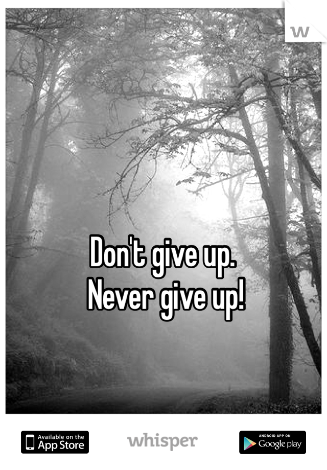 Don't give up.
 Never give up! 