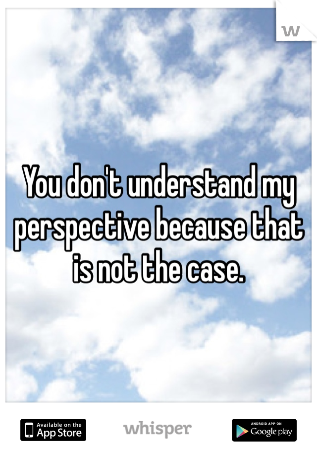 You don't understand my perspective because that is not the case.
