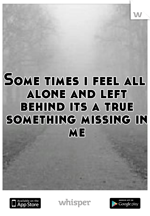 Some times i feel all alone and left behind its a true something missing in me
