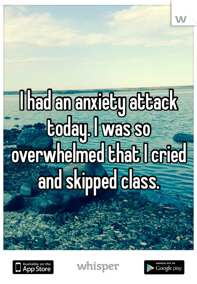 I had an anxiety attack today. I was so overwhelmed that I cried and skipped class. 