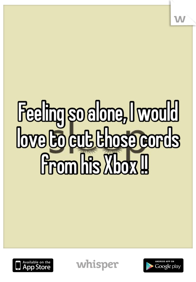 Feeling so alone, I would love to cut those cords from his Xbox !!  