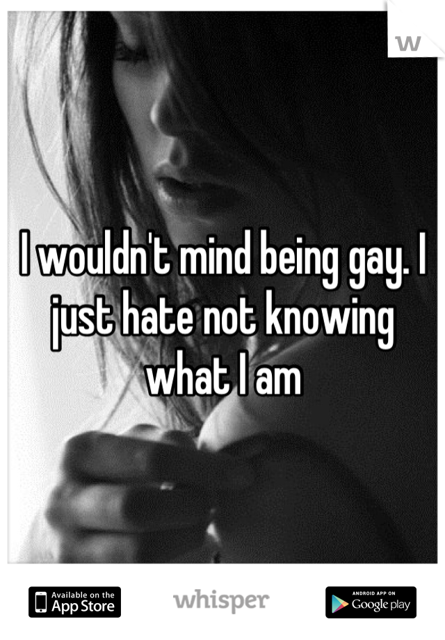 I wouldn't mind being gay. I just hate not knowing what I am