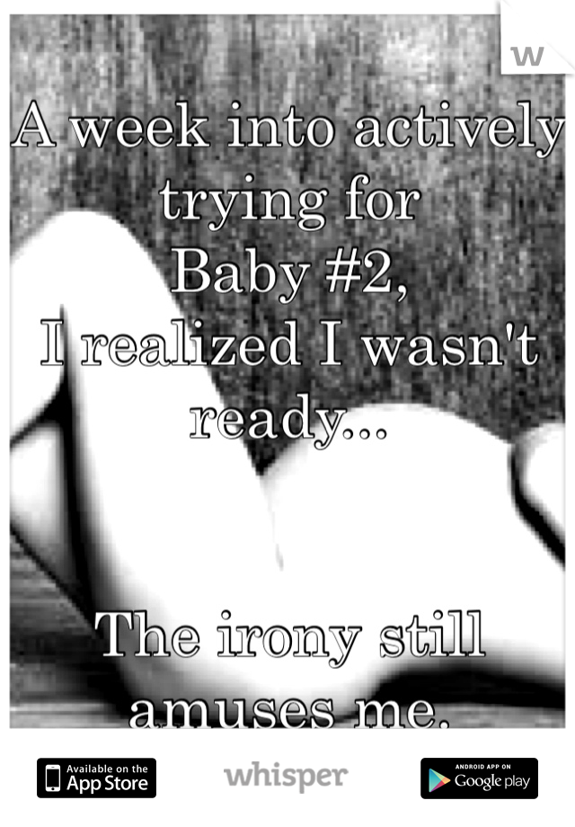 A week into actively trying for
Baby #2,
I realized I wasn't ready...


The irony still amuses me. 
