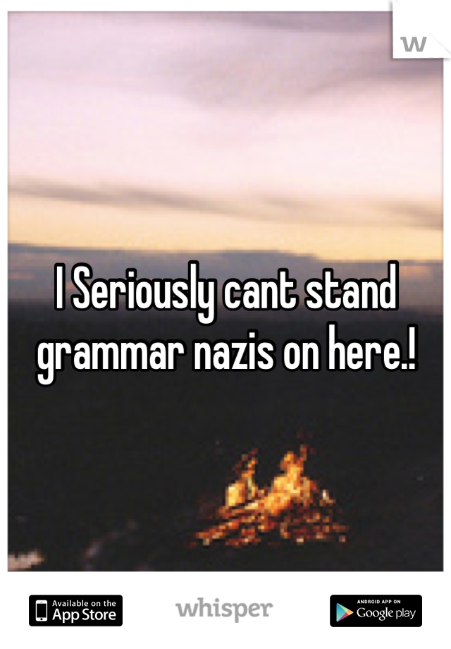 I Seriously cant stand grammar nazis on here.!