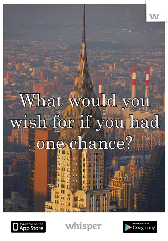 What would you wish for if you had one chance? 