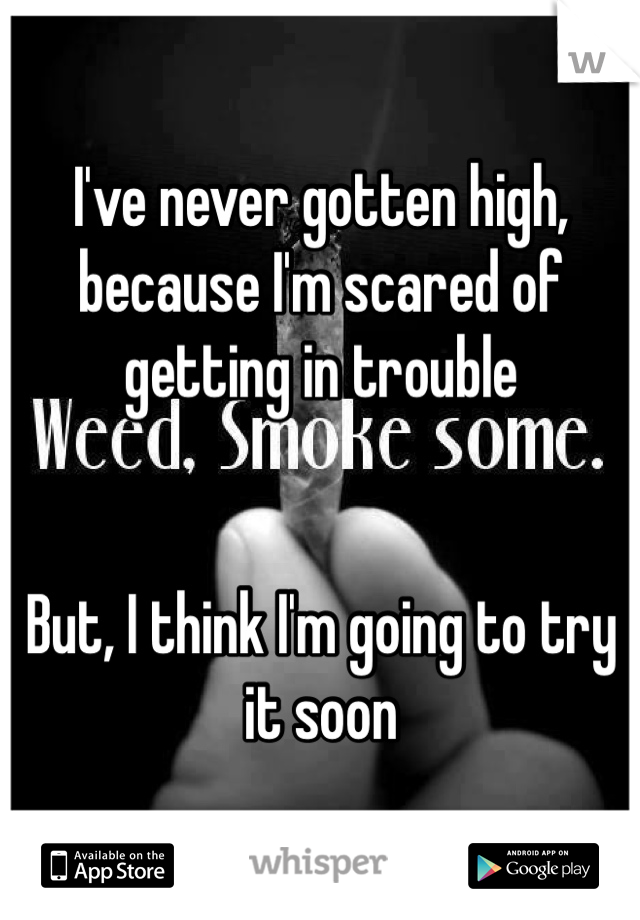 I've never gotten high, because I'm scared of getting in trouble


But, I think I'm going to try it soon