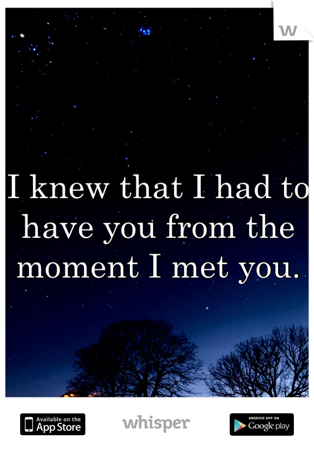 I knew that I had to have you from the moment I met you.