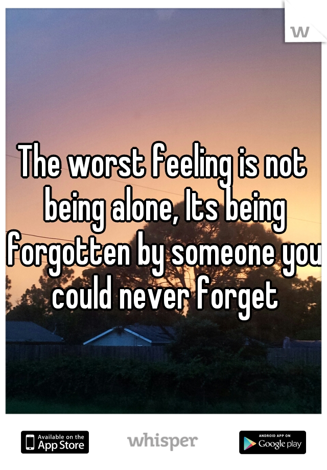 The worst feeling is not being alone, Its being forgotten by someone you could never forget