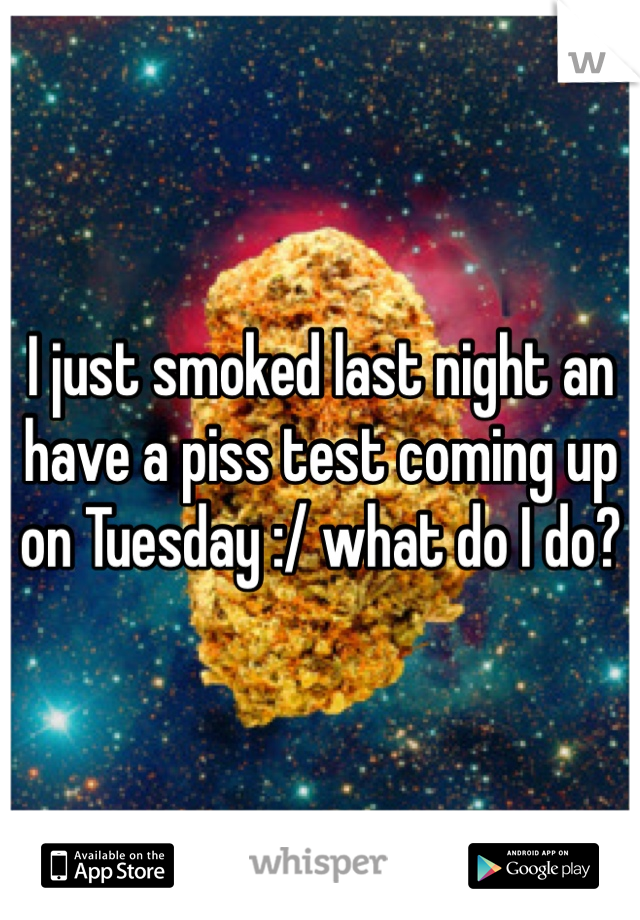 I just smoked last night an have a piss test coming up on Tuesday :/ what do I do?