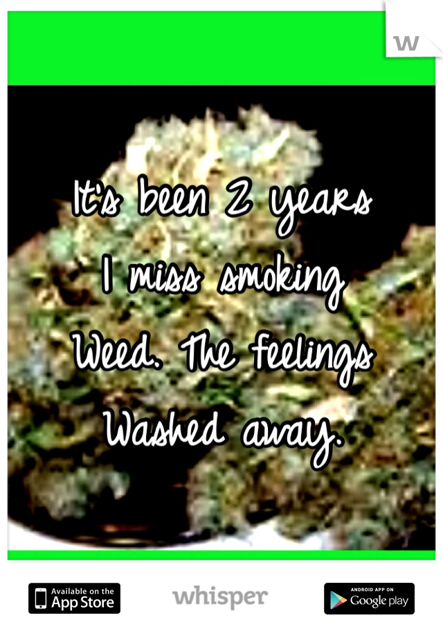 It's been 2 years 
I miss smoking
Weed. The feelings
Washed away.
