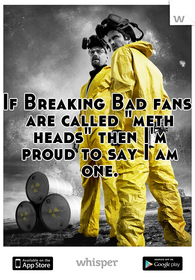 If Breaking Bad fans are called "meth heads" then I'm proud to say I am one.