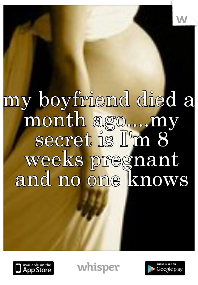 my boyfriend died a month ago....my secret is I'm 8 weeks pregnant and no one knows