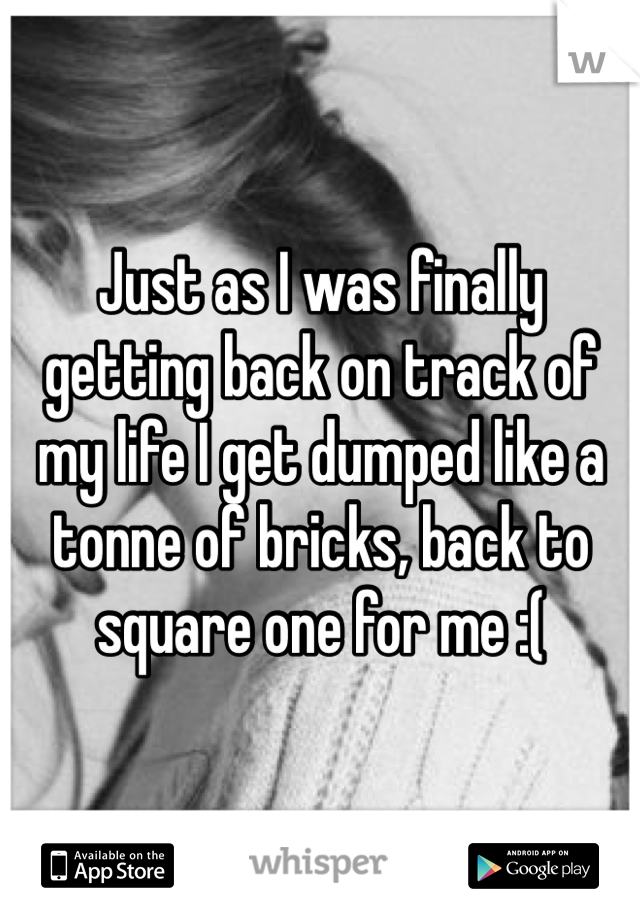 Just as I was finally getting back on track of my life I get dumped like a tonne of bricks, back to square one for me :(