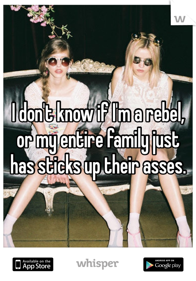 I don't know if I'm a rebel, or my entire family just has sticks up their asses.