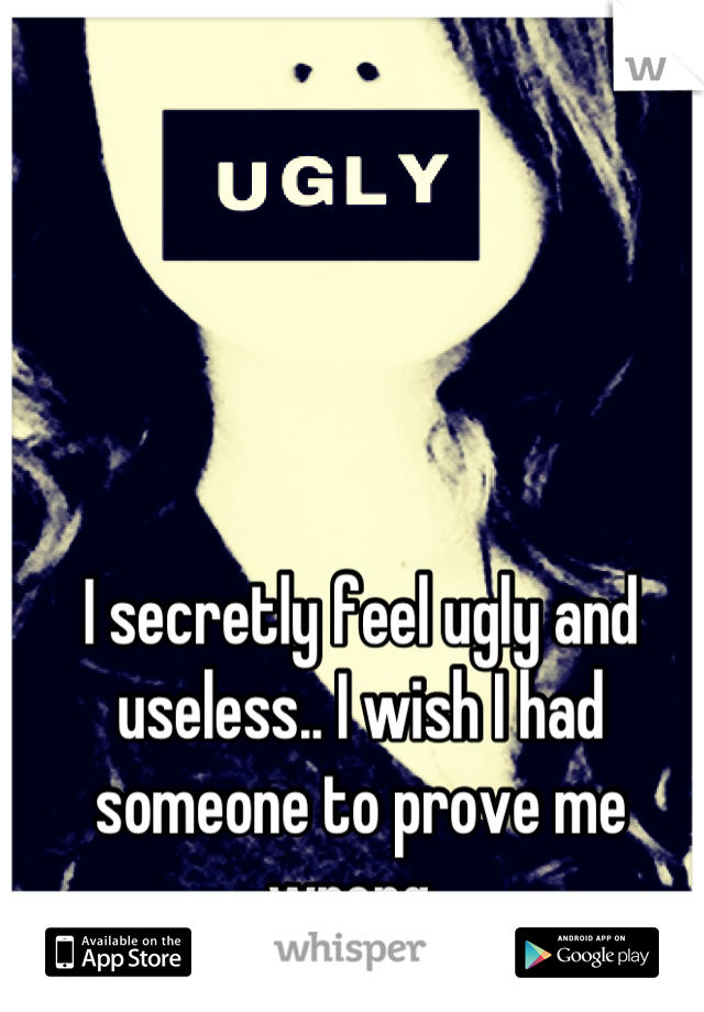 I secretly feel ugly and useless.. I wish I had someone to prove me wrong. 