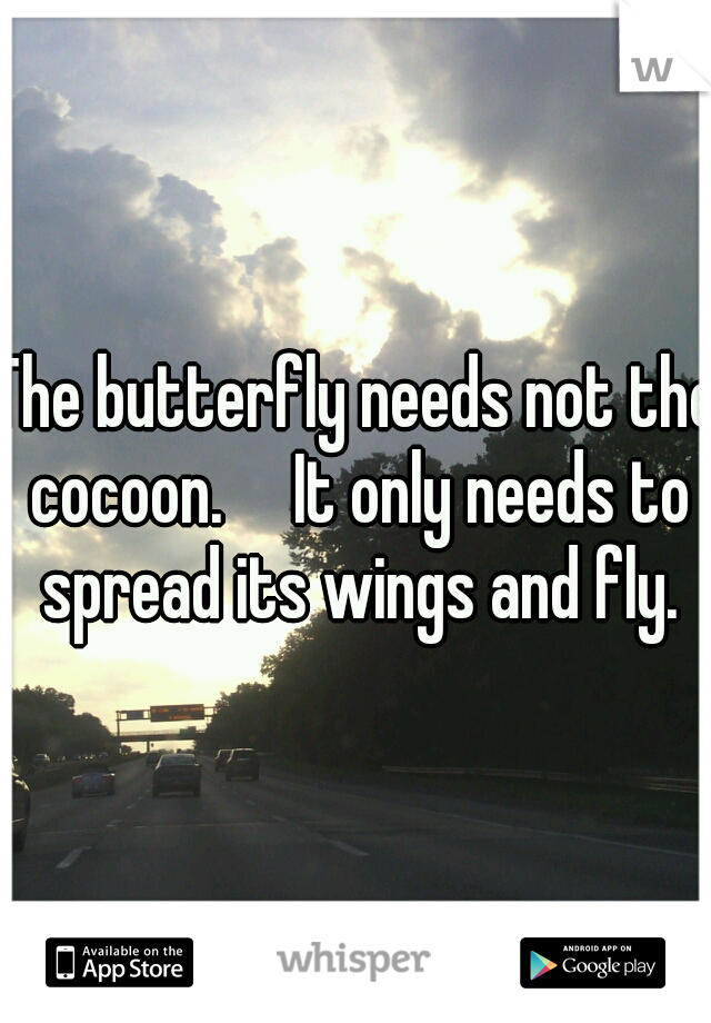The butterfly needs not the cocoon.

It only needs to spread its wings and fly.