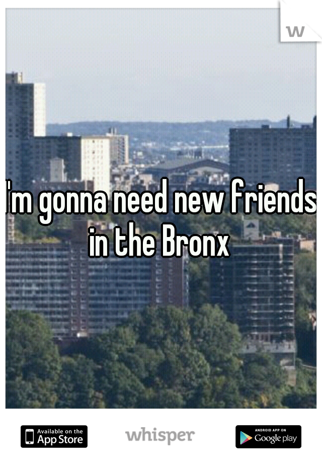 I'm gonna need new friends in the Bronx 