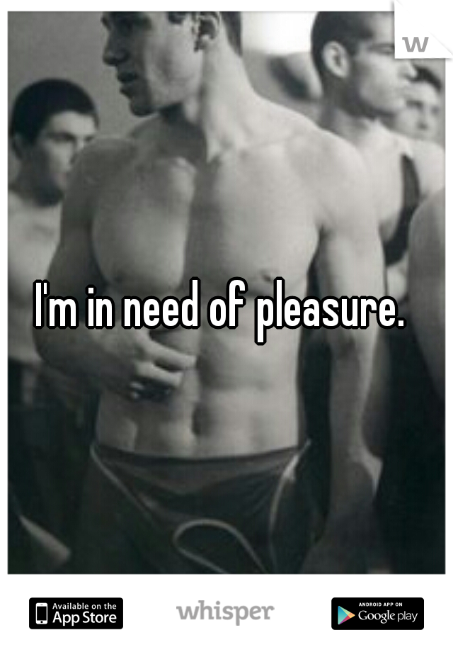 I'm in need of pleasure. 