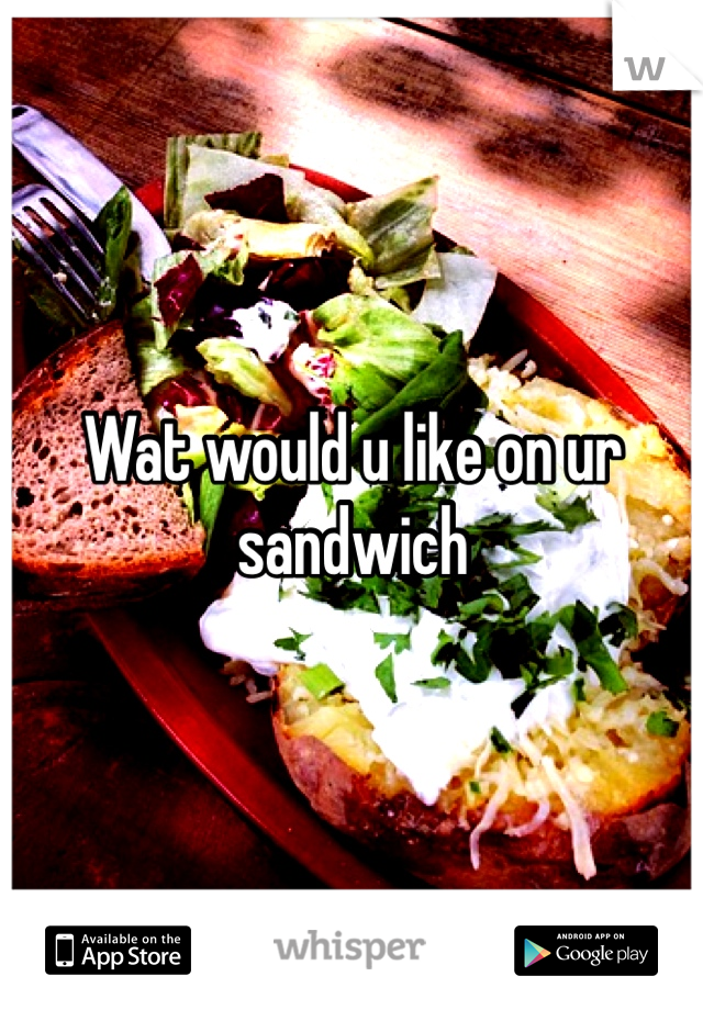 Wat would u like on ur sandwich
