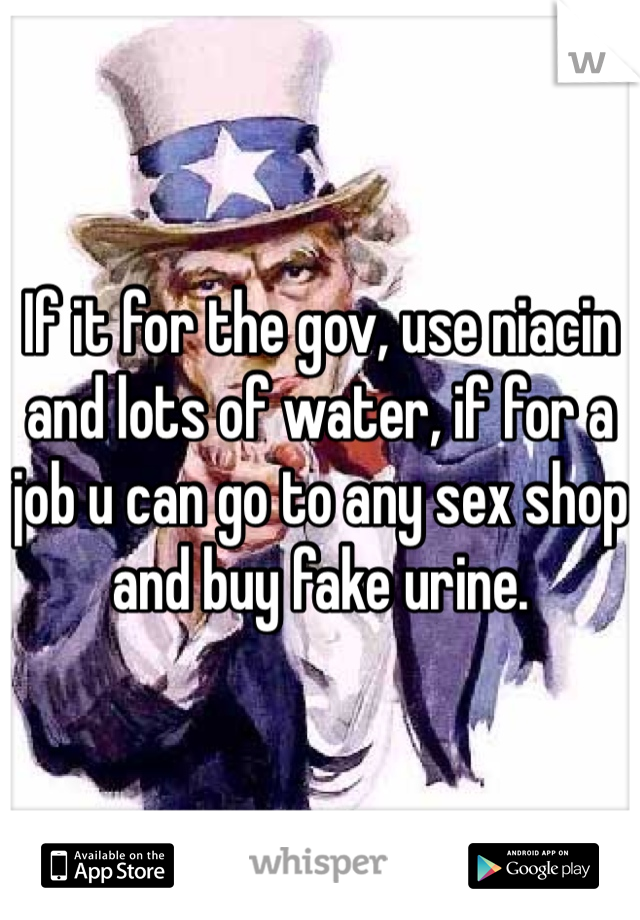 If it for the gov, use niacin and lots of water, if for a job u can go to any sex shop and buy fake urine. 