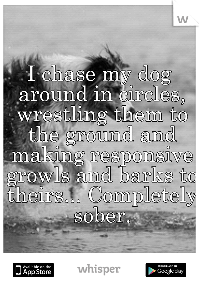 I chase my dog around in circles, wrestling them to the ground and making responsive growls and barks to theirs... Completely sober.