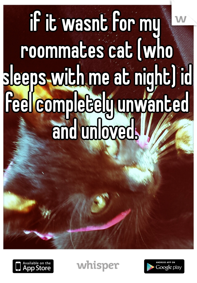 if it wasnt for my roommates cat (who sleeps with me at night) id feel completely unwanted and unloved. 