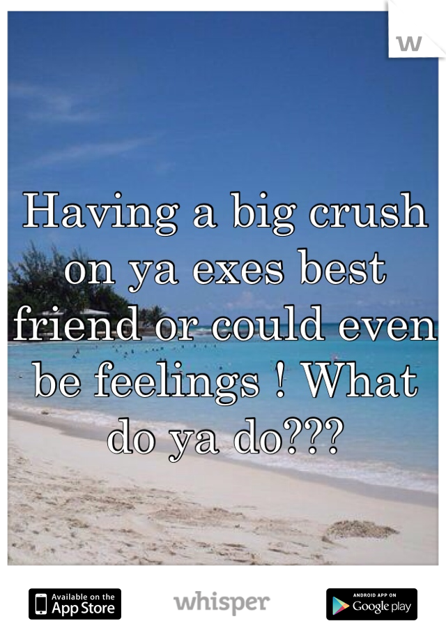 Having a big crush on ya exes best friend or could even be feelings ! What do ya do???