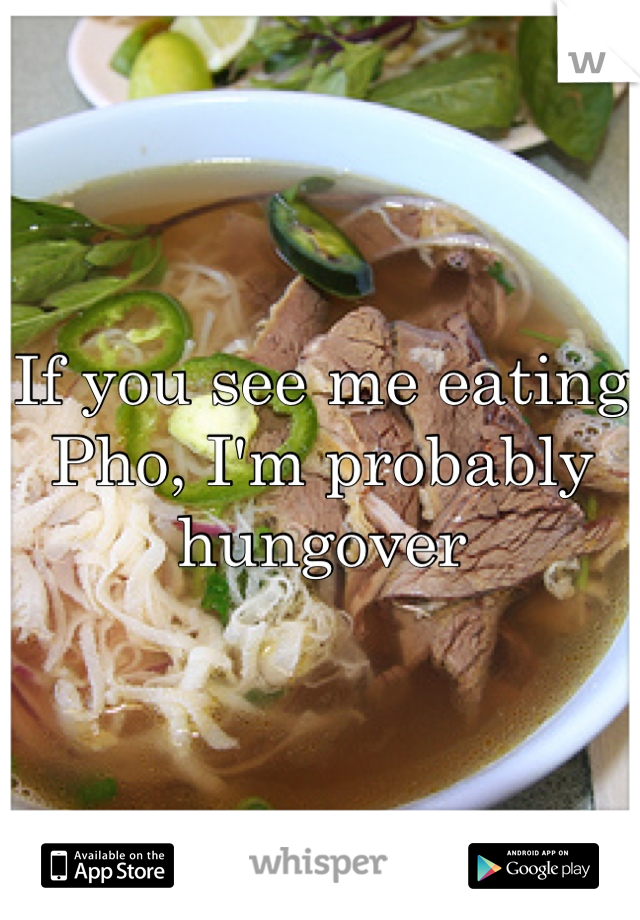 If you see me eating Pho, I'm probably hungover