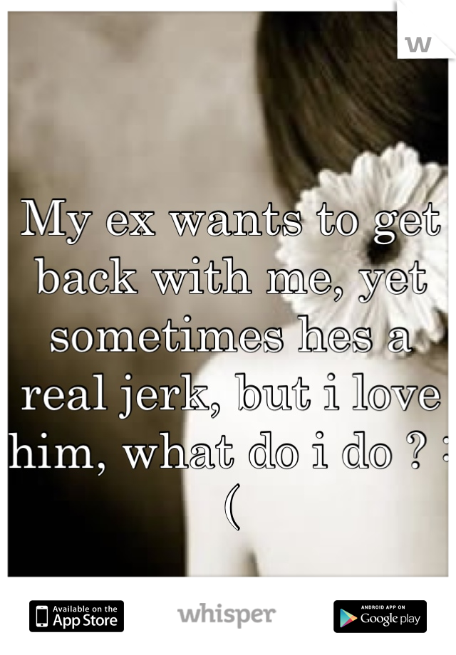 My ex wants to get back with me, yet sometimes hes a real jerk, but i love him, what do i do ? :(