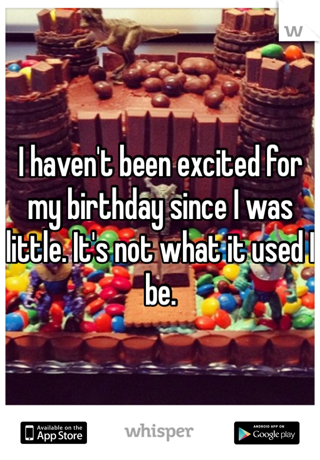 I haven't been excited for my birthday since I was little. It's not what it used I be.