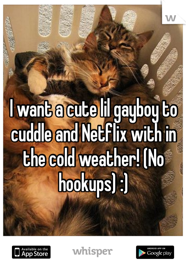 I want a cute lil gayboy to cuddle and Netflix with in the cold weather! (No hookups) :)
