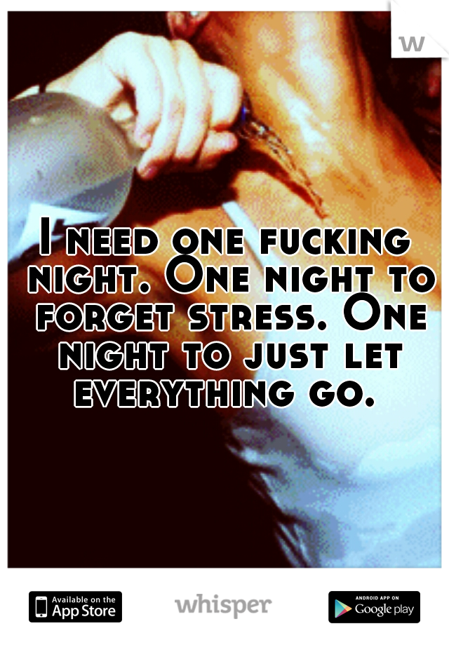 I need one fucking night. One night to forget stress. One night to just let everything go. 
