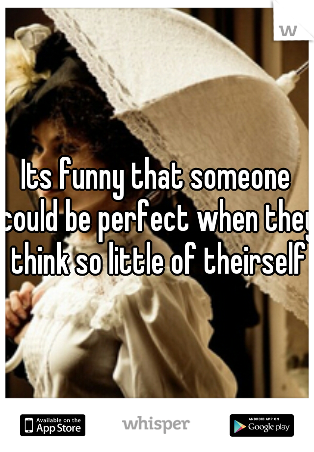 Its funny that someone could be perfect when they think so little of theirself