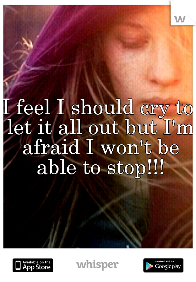 I feel I should cry to let it all out but I'm afraid I won't be able to stop!!!