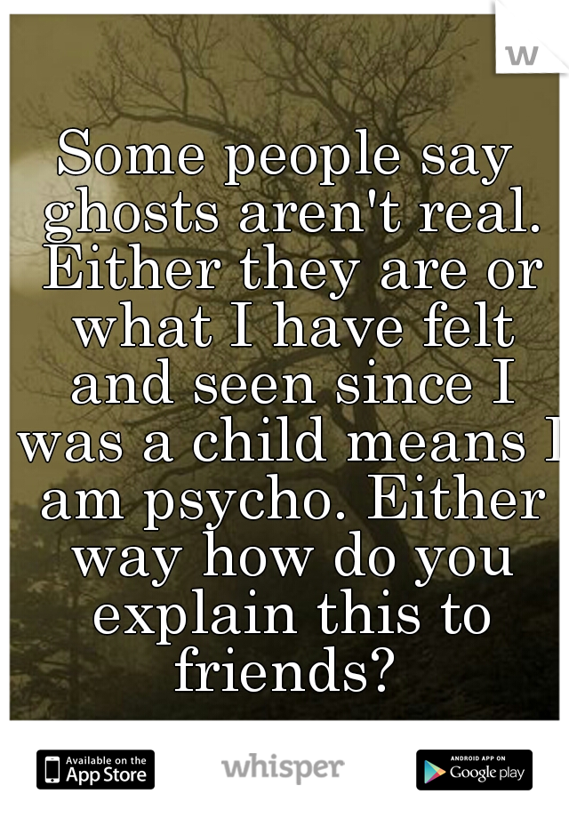 Some people say ghosts aren't real. Either they are or what I have felt and seen since I was a child means I am psycho. Either way how do you explain this to friends? 