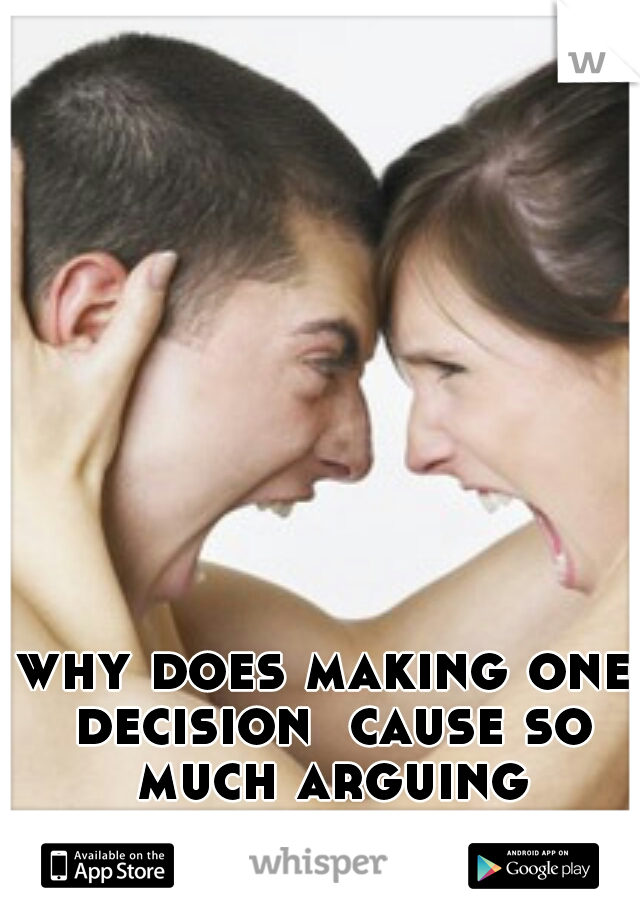 why does making one decision  cause so much arguing