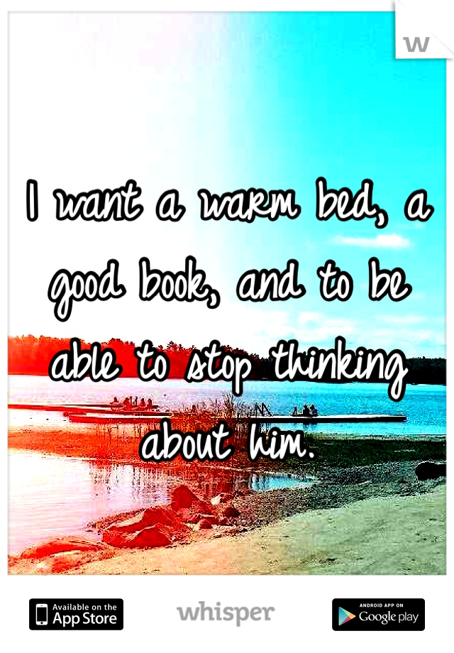 I want a warm bed, a good book, and to be able to stop thinking about him.