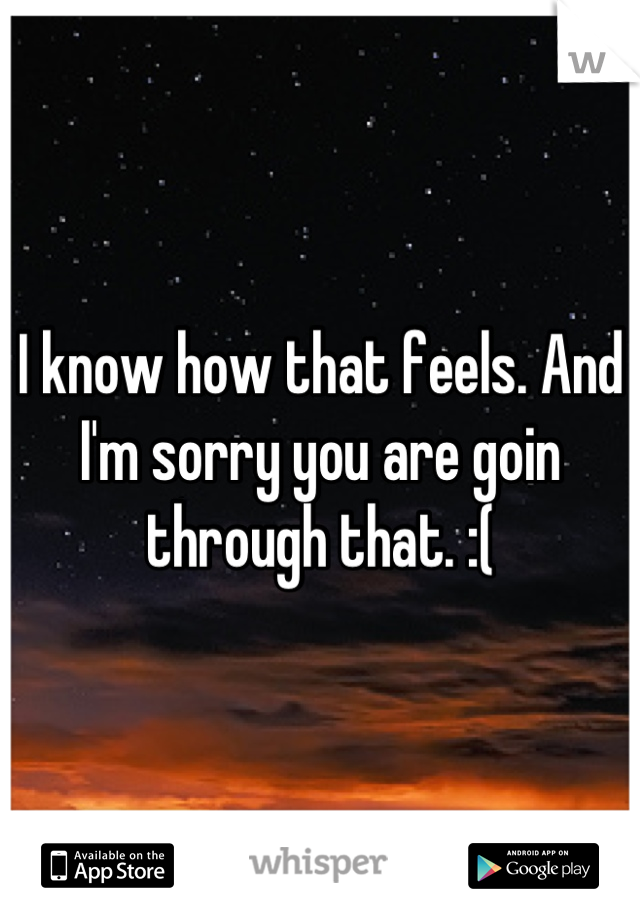 I know how that feels. And I'm sorry you are goin through that. :(