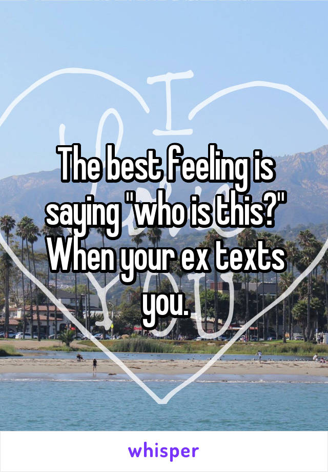 The best feeling is saying "who is this?" When your ex texts you.