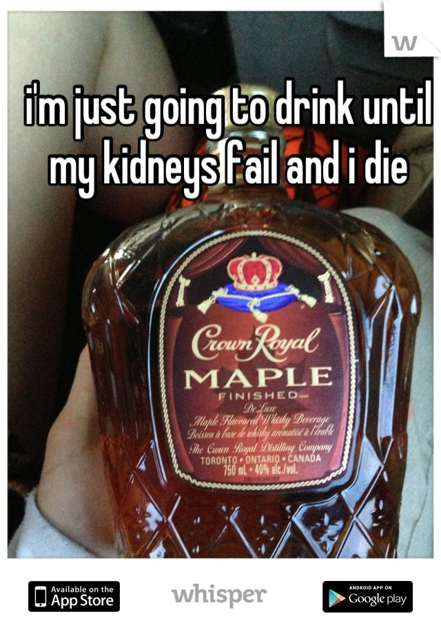 i'm just going to drink until my kidneys fail and i die