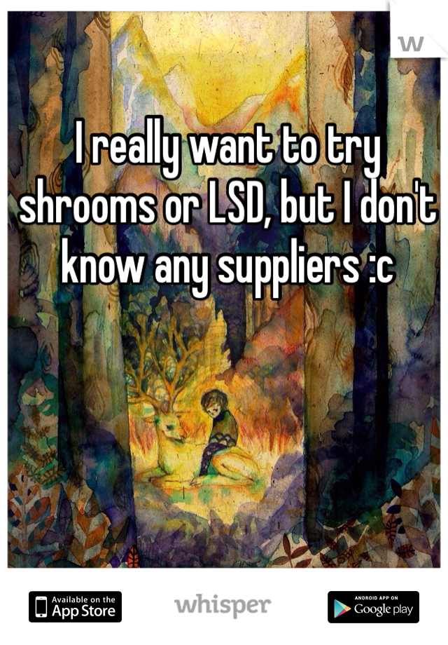 I really want to try shrooms or LSD, but I don't know any suppliers :c