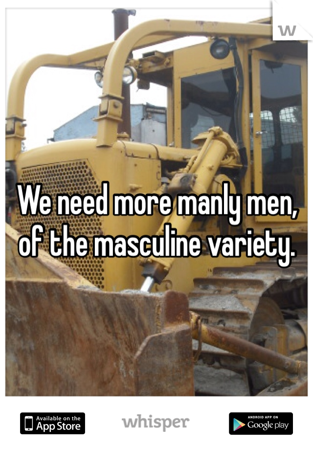 We need more manly men, of the masculine variety.