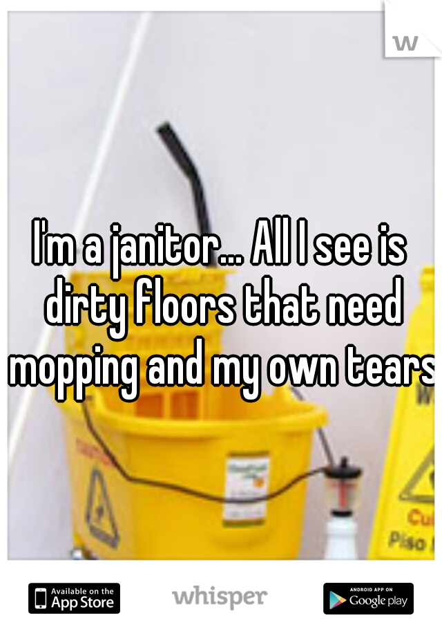 I'm a janitor... All I see is dirty floors that need mopping and my own tears