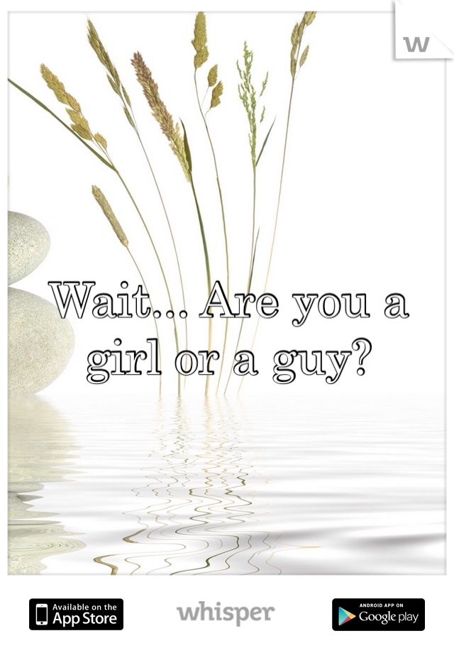 Wait... Are you a girl or a guy? 