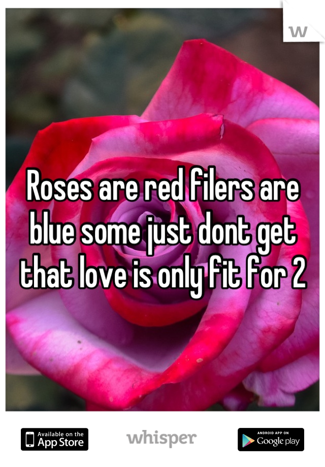 Roses are red filers are blue some just dont get that love is only fit for 2