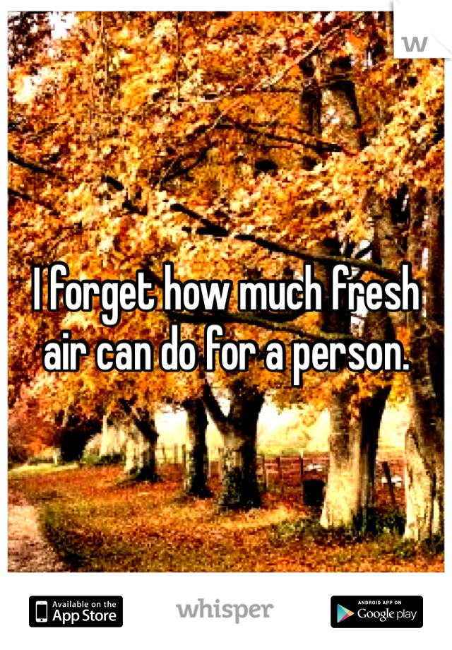 I forget how much fresh air can do for a person. 