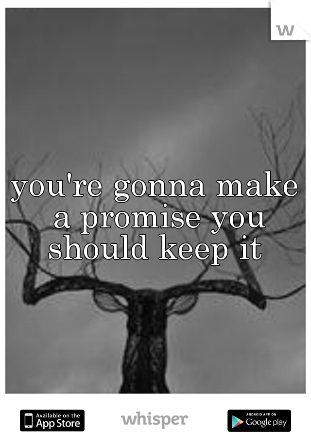 you're gonna make a promise you should keep it 