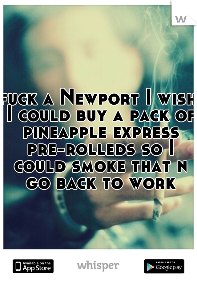 fuck a Newport I wish I could buy a pack of pineapple express pre-rolleds so I could smoke that n go back to work