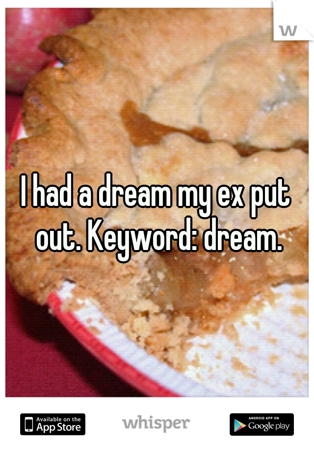 I had a dream my ex put out. Keyword: dream.