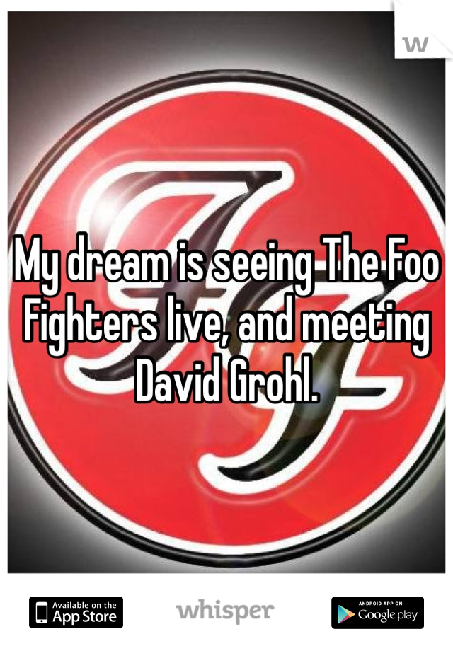 My dream is seeing The Foo Fighters live, and meeting David Grohl.